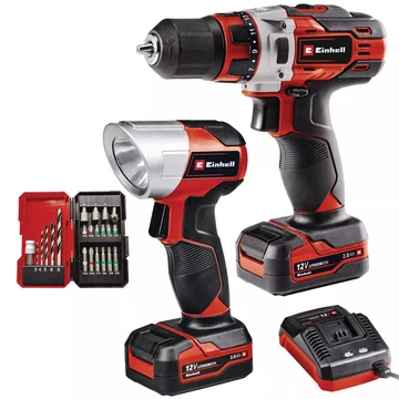 AKKUMULÁTOROS GÉPSZETT TE-CD 12/1+LÁMPA+BIT KÉSZLET EINHELL 4513598