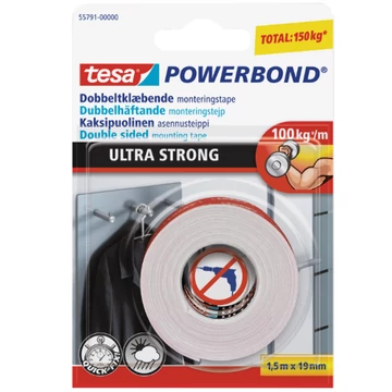 TESA SZALAG POWERBOND 55791 KÉTOLDALAS RAGASZTÓSZALAG 1,5M*19mm ULTRAERŐS