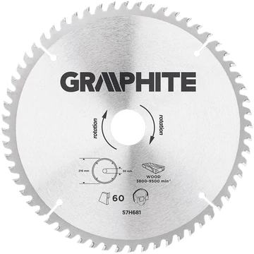 KÖRFŰRÉSZTÁRCSA D216*30/60F FÁHOZ GRAPHITE 57H681