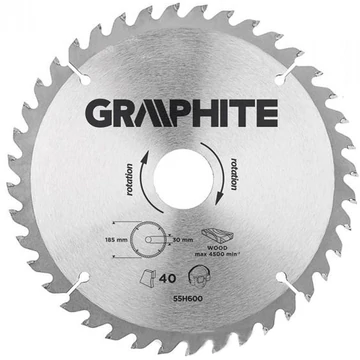 KÖRFŰRÉSZTÁRCSA D185*30/40F. FÁHOZ KEMÉNYFÉM GRAPHITE 55H600