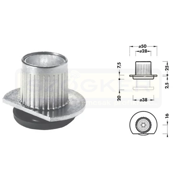 FOREST 10014100230 SZINTEZŐLÁB 32.5mm FÉM HORGANYZOTT