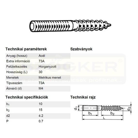 FA-FÉMMENETES CSAVAR M04*030 DIN 978 HG. STANDARD IMPORT