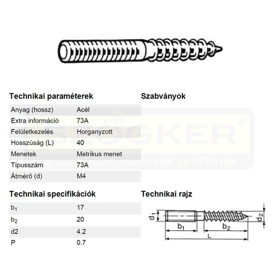 FA-FÉMMENETES CSAVAR M04*040 DIN 978 HG. STANDARD IMPORT