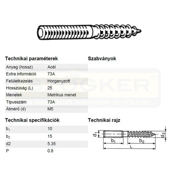 FA-FÉMMENETES CSAVAR M05*025 DIN 978 HG. STANDARD IMPORT