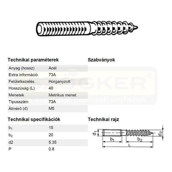 FA-FÉMMENETES CSAVAR M05*040 DIN 978 HG. STANDARD IMPORT