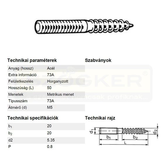 FA-FÉMMENETES CSAVAR M05*050 DIN 978 HG. STANDARD IMPORT