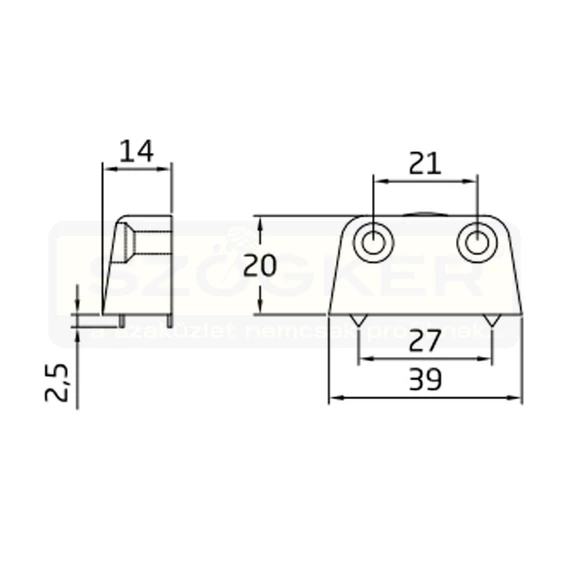 AMIG 1/1363 BÚTORÖSSZEHÚZÓ SAROKELEM 40*21 BARNA