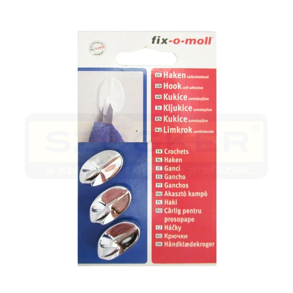 FIX-O-MOLL 382641 AKASZTÓ ÖNTAPADÓS 24*15mm EZÜST 3DB/CS
