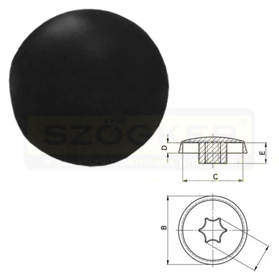 TAKARÓSAPKA TORX-30 FEKETE TOKRÖGZÍTŐ FALCSAVARHOZ IMPORT 100DB/CSOMAG