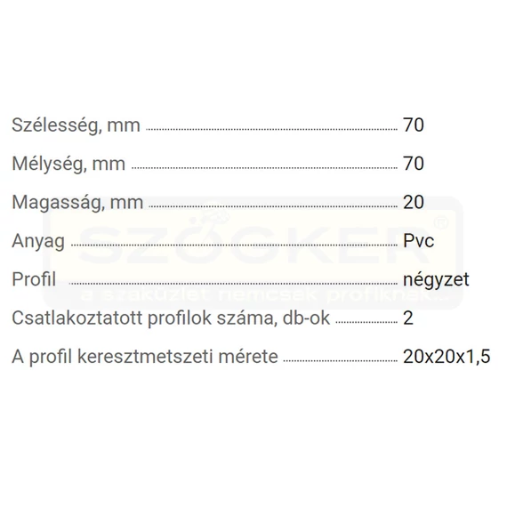 ZÁRTSZELVÉNY ÖSSZEKÖTŐ 20/20 2D MŰAG FEKETE SAROK 1-1.5 FAL VKF 51.0153.1