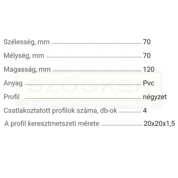 ZÁRTSZELVÉNY ÖSSZEKÖTŐ 20/20 3DT ALAKÚ MŰA. FEK. 1-1,5 FAL VKF 51.0153.20