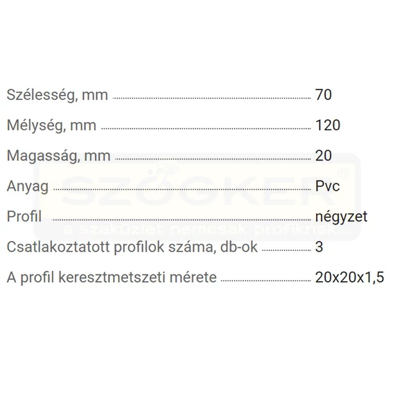 ZÁRTSZELVÉNY ÖSSZEKÖTŐ 20/20 T ALAKÚ MŰA. FEKETE 1-1.5 FAL VKF 	51.0153.3