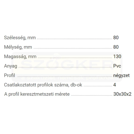 ZÁRTSZELVÉNY ÖSSZEKÖTŐ 30/30 3DT  ALAKÚ MŰA. FEK. 2 FAL VKF 15.0129.5
