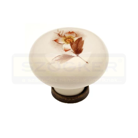 FOREST 10007550270 BÚTORGOMB FÉM-PORCELÁN D40mm P03.01.02.04 ANT-BR-BAR VIRÁG
