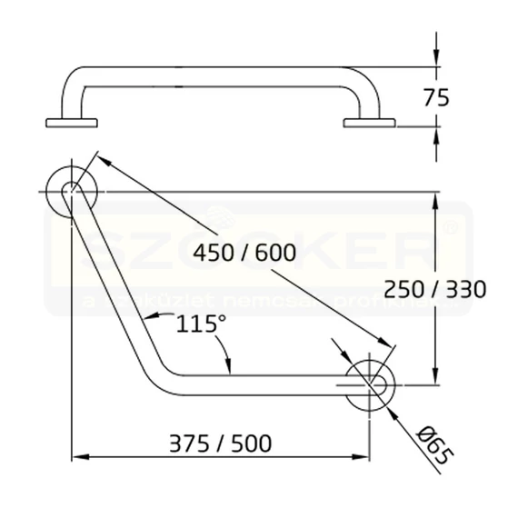 AMIG 6/6973 AJTÓHÚZÓ HAJLÍTOTT 600mm INOX CSILLOGÓ NAGY ROZETTÁVAL