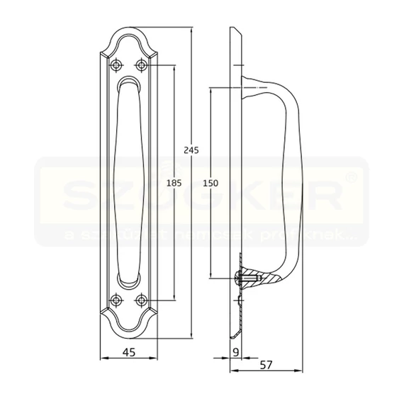 AMIG 13/10419 AJTÓHÚZÓ TALPAS 245*45mm CSILLOGÓ RÉZ