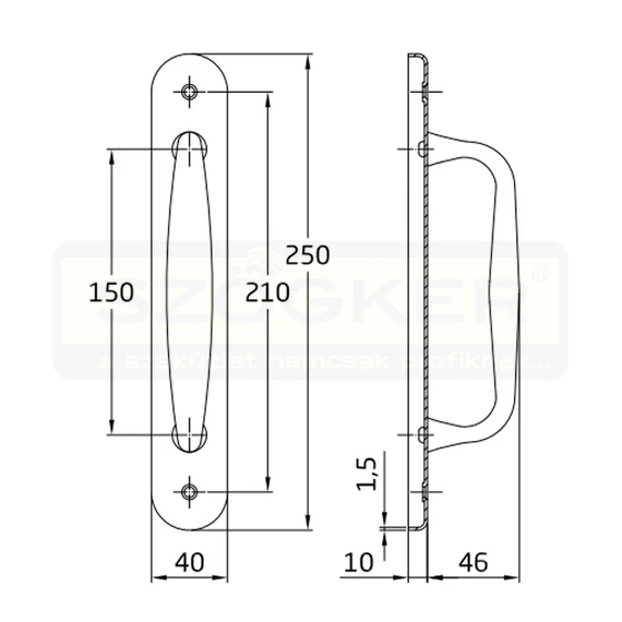 AMIG 14/10509 UTOLSÓ DARAB AJTÓHÚZÓ TALPAS 250*40mm CSILLOGÓ RÉZ