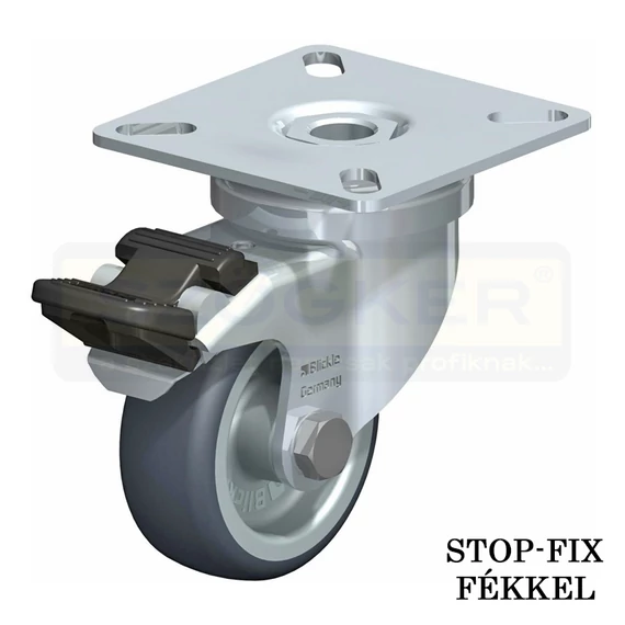 MŰSZERGÖRGŐ BEÁLLÓ FÉKES D75 TALPAS SZÜRKE SIKLÓCS. TB:50Kg BLICKLE LPA-TPA 75G-FI