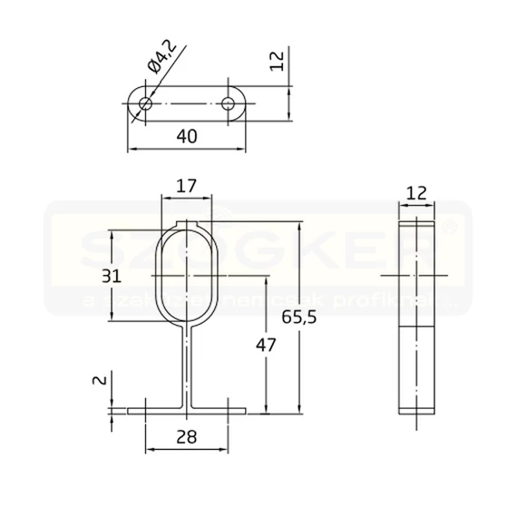 AMIG 8/3421 DARABRA MÁNDLIRÚDTARTÓ KÖZÉPSŐ 30*15mm BRONZ OVÁL ANTIK CSŐHÖZ