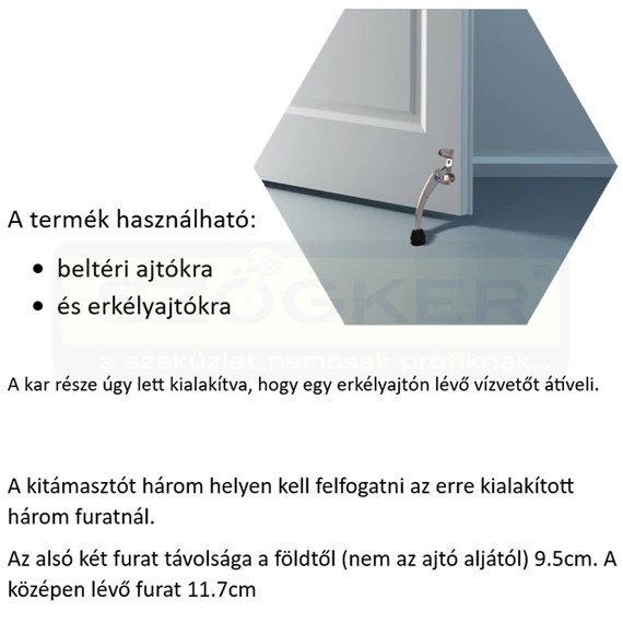 AJTÓKITÁMASZTÓ 12cm HG. KÖZEPES CSÍPTETŐS LAPOS ALAKÚ MAGYAR