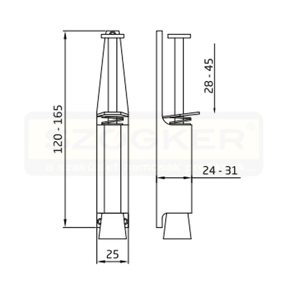 AMIG 11/6888 AJTÓKITÁMASZTÓ 165mm*30mm MATT KRÓM TAPOSÓS