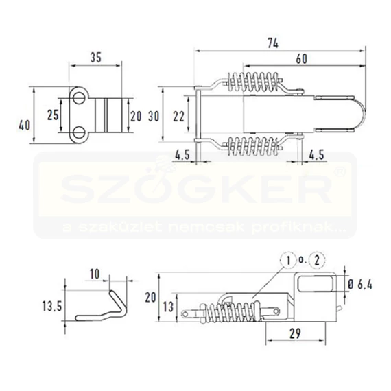BÉKAZÁR(PATENTZÁR) 44SP+PC HG. RUGÓS TAGGAL ELLENDARABBAL GOEBEL 44SP+PC  UTOLSÓ DARABOK