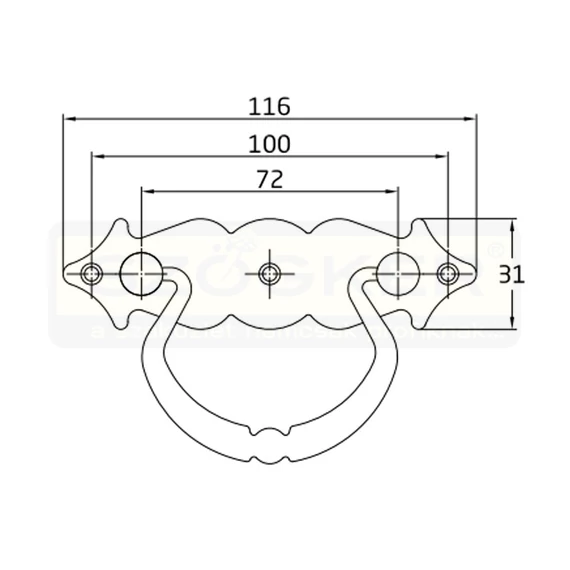 AMIG 1003/6914 LÁDAFOGANTYÚ 100*31mm FEKETE KOVÁCSOLT VAS JELLEGŰ