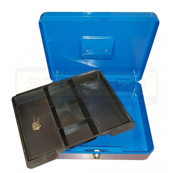 PÉNZKAZETTA 25*20*9 cm APRÓPÉNZ TARTÓVAL KÉK A/5 IMPORT