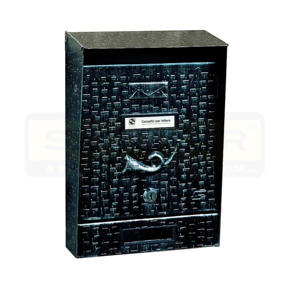 POSTALÁDA KÜLTÉRI ÁLLÓ KÜRTÖS FEKETE EGYOLD(22cm*32cm)FELNY. SILMEC 10-201.09