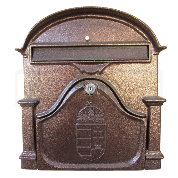 POSTALÁDA KÜLTÉRI ALU 30*33*7 ANTIK-BRONZ KÉTOLDALAS CÍMERES MAGYAR-VICA 330