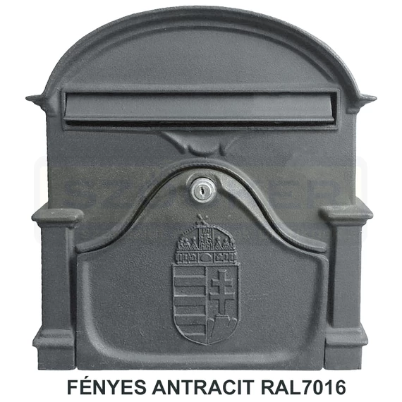 POSTALÁDA KÜLTÉRI ALU 30*33*7 F.ANTRACIT KÉTOLDALAS CÍMERES MAGYAR-VICA 330