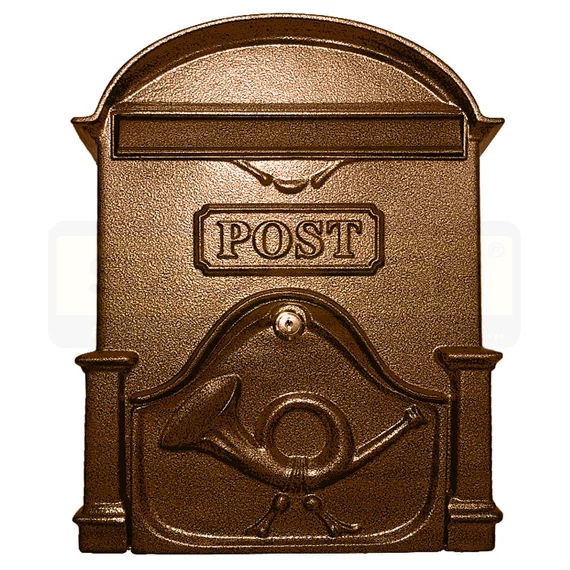 POSTALÁDA KÜLTÉRI ALU 30*40*7 ANTIK-BRONZ KÉTOLDALAS KÜRTÖS MAGYAR-VICA 400