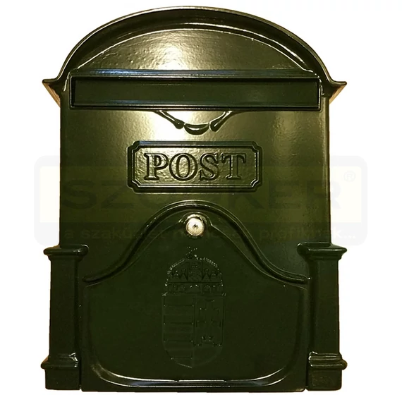 POSTALÁDA KÜLTÉRI ALU 30*40*10 ZÖLD KÉTOLDALAS CÍMERES MAGYAR-VICA 400EXTRA XL