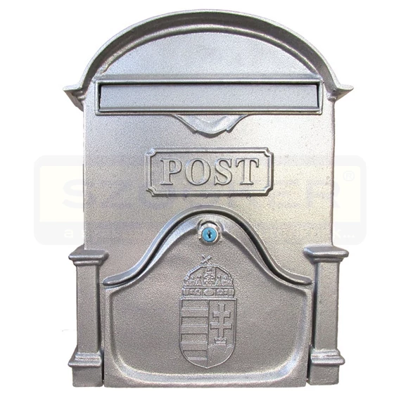 POSTALÁDA KÜLTÉRI ALU 30*40*10 ANTIK EZÜST KÉTOLDALAS CÍMERES MAGYAR-VICA 400EXTRA XL