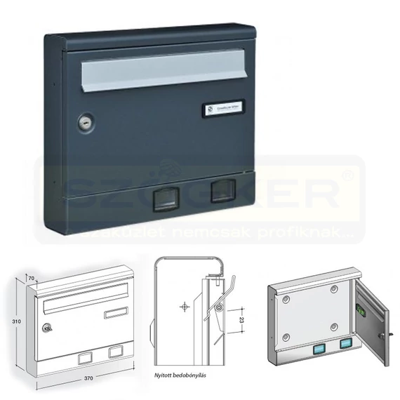 POSTALÁDA KÜLTÉRI FEKVŐ SZÜRKE (31*37*7cm) SOROLHATÓ SILMEC 10-518.81