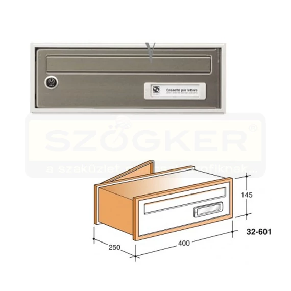 POSTALÁDA KÜLTÉRI FEKVŐ ANTIK KÉTOLDALAS (40cm*14,5cm) SILMEC 32-601.53