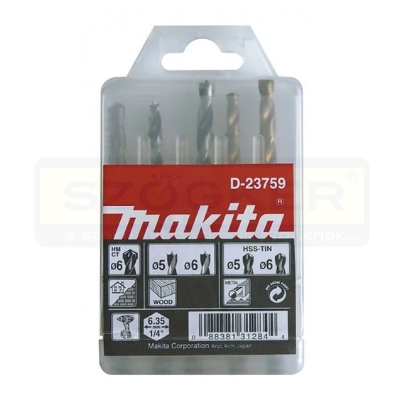 MAKITA D-23759 CSIGAFÚRÓ BIT KÉSZLET FA-FÉM-KŐZET 05db-os