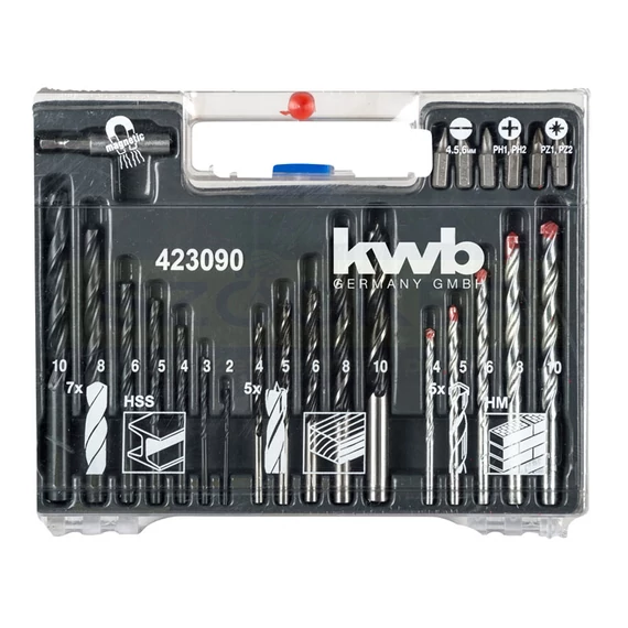FÚRÓ+BIT+TIPLI KÉSZLET HSS D2-től D10-ig+BIT/300részes KWB 49423090