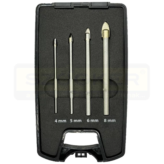ÜVEGFÚRÓ KÉSZLET D4,D5,D6,D8 4 RÉSZES HENGERES SZÁRÚ IMPORT