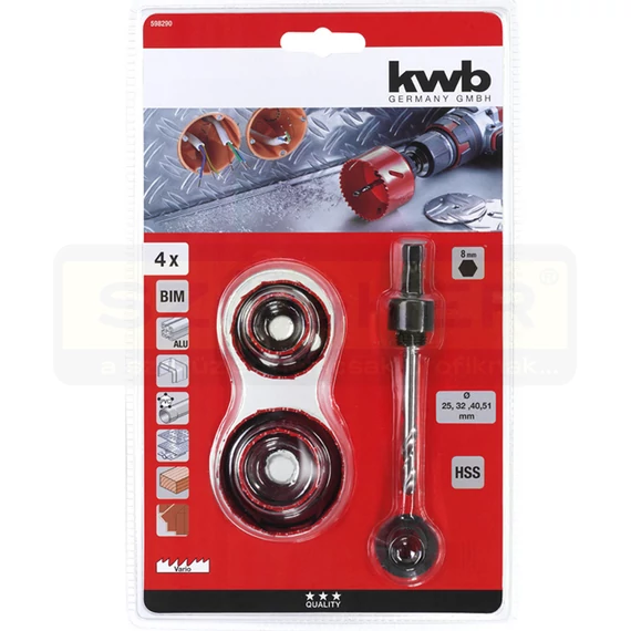 LYUKFŰRÉSZ KÉSZLET 5 RÉSZES 25-51mm+ADAPTER KWB 49598290
