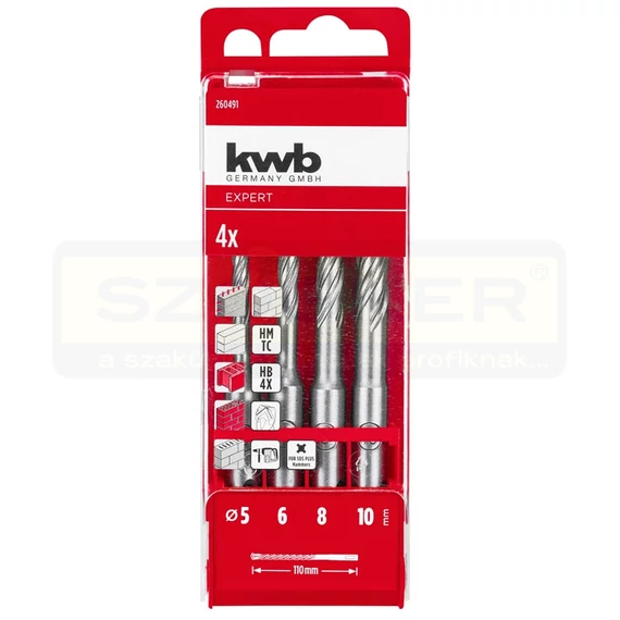 SDS PLUS BETONFÚRÓ KÉSZLET 4DB 5,6,8,10*110mm KWB 49260491