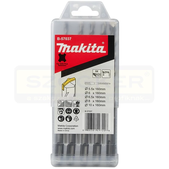 MAKITA B-57037 SDS PLUS BETONFÚRÓ KÉSZLET 05dbos/5.5,6,6.5,8,10/ NEMSIS