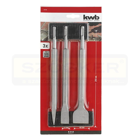 SDS PLUS VÉSŐ KÉSZLET 3DB-OS CHISEL SET 250mm KWB 49247190