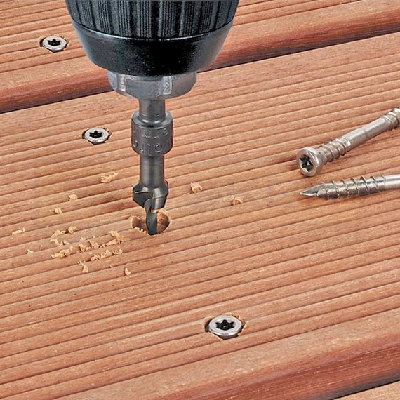 WOLFCRAFT 2545000 ELŐFÚRÓ SÜLLYESZTŐVEL D4,5-D12 TERASZDESZKÁHOZ