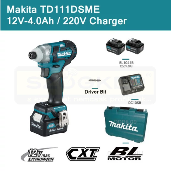MAKITA TD111DSME AKKUS ÜTVECSAVAROZÓ 10,8V 2DB 4Ah AKKUVAL 135Nm