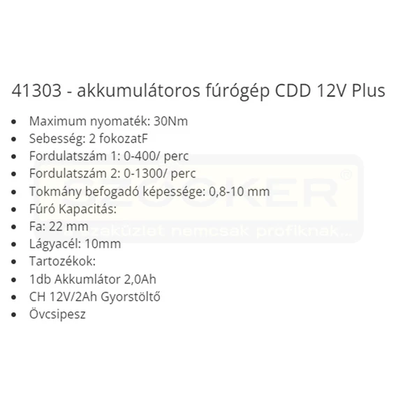 FÚRÓGÉP 12V CDD 12V PLUS, AKKU 2A F.F.GROUP 41303