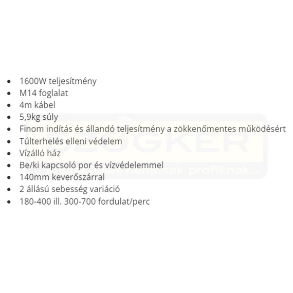 KEVERŐGÉP 1600W MX 1600 PRO F.F.GROUP 43278