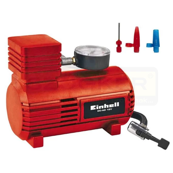 KOMPRESSZOR AUTÓS 12V 18BAR CC-AC 12V MANOMÉTER +3 ADAPTER EINHELL 2072112