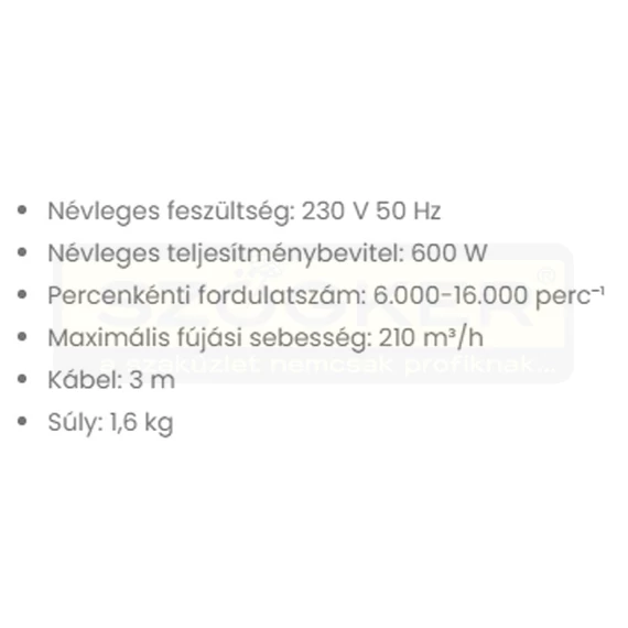 LÉGSEPRŰ /SZÍVÓ ÉS FÚJÓ 600W AB 600 EASY UTOLSÓ DARAB F.F.GROUP 41116