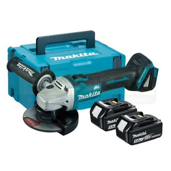 MAKITA DGA506RTJ SAROKCSISZOLÓ AKKUMULÁTOROS 18V 2DB 5Ah AKKUVAL+KOFFER